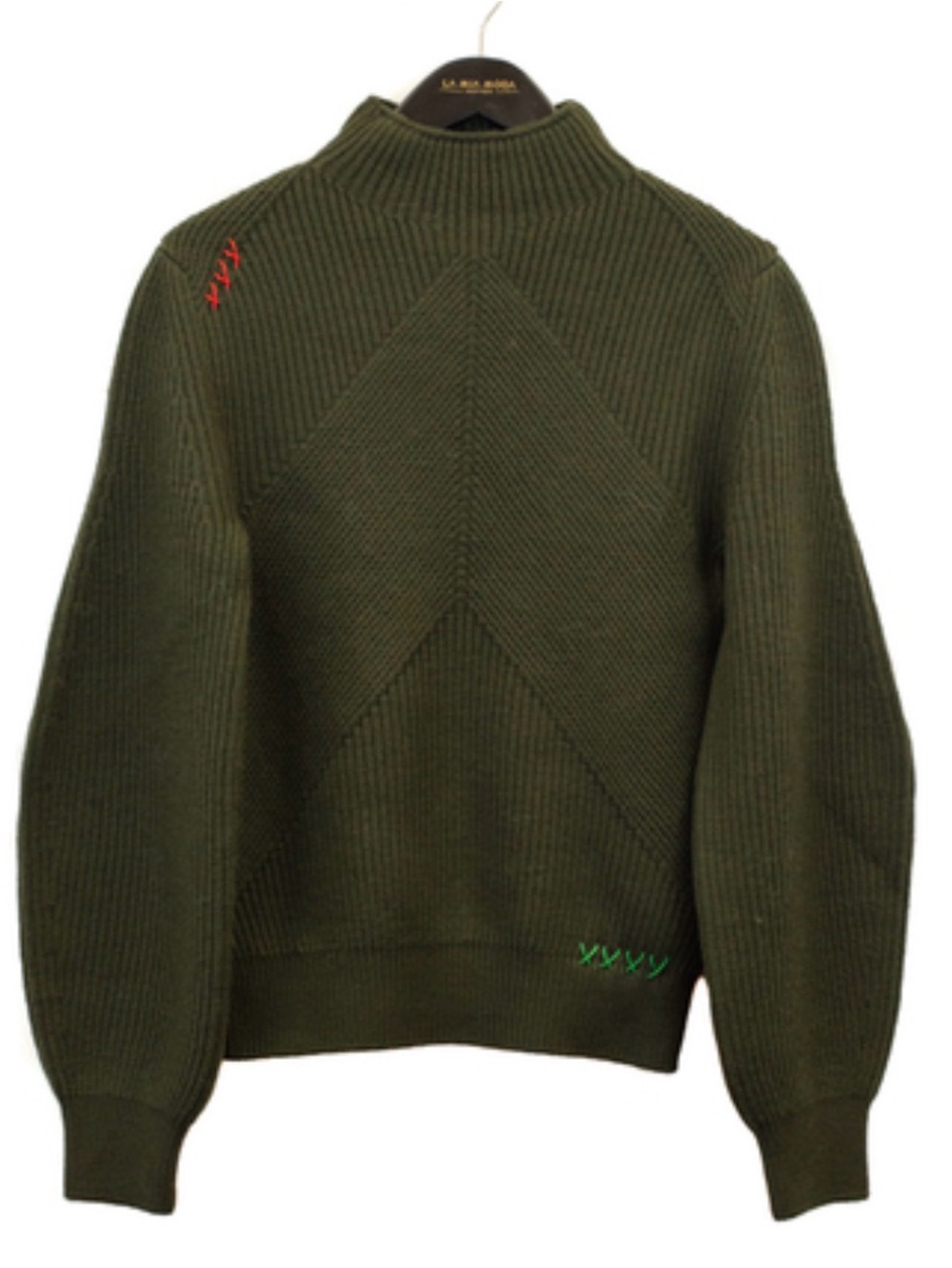 Carven  Green Ribbed Knit Sweater